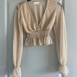 Urban outfitters sheer gold long sleeve top